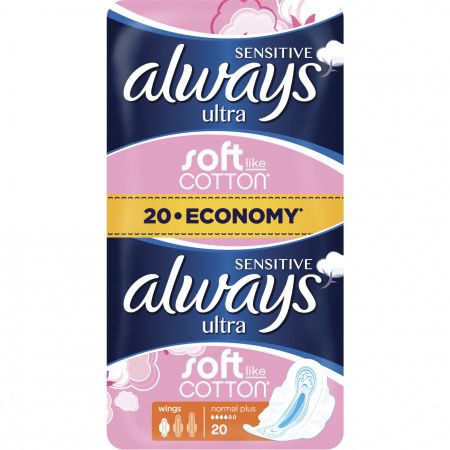 Absorbante periodice Always Ultra sensive Normal Plus Duo, 20 bucati