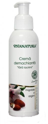 Crema demachianta , fara lacrimi, cu migdale si argint, VIVANATURA, 145ml