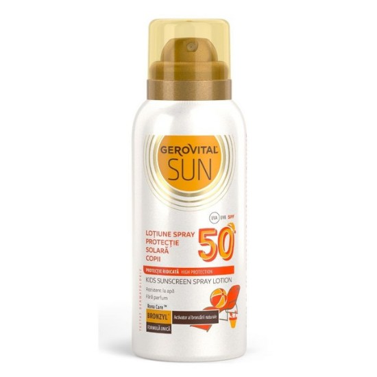 Lotiune spray protectie solara pentru copii Gerovital Sun, SPF 50, 100 ml 