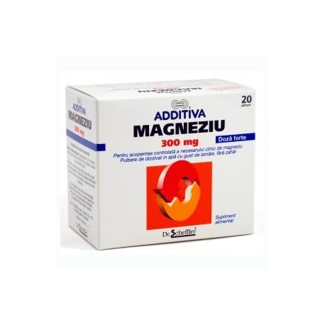 Magneziu 300mg doza forte, 20 plicuri, Additiva