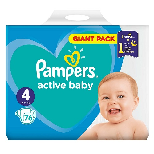 Scutece Pampers Active Baby Giant Pack nr.4, 9-14 kg, 76 buc