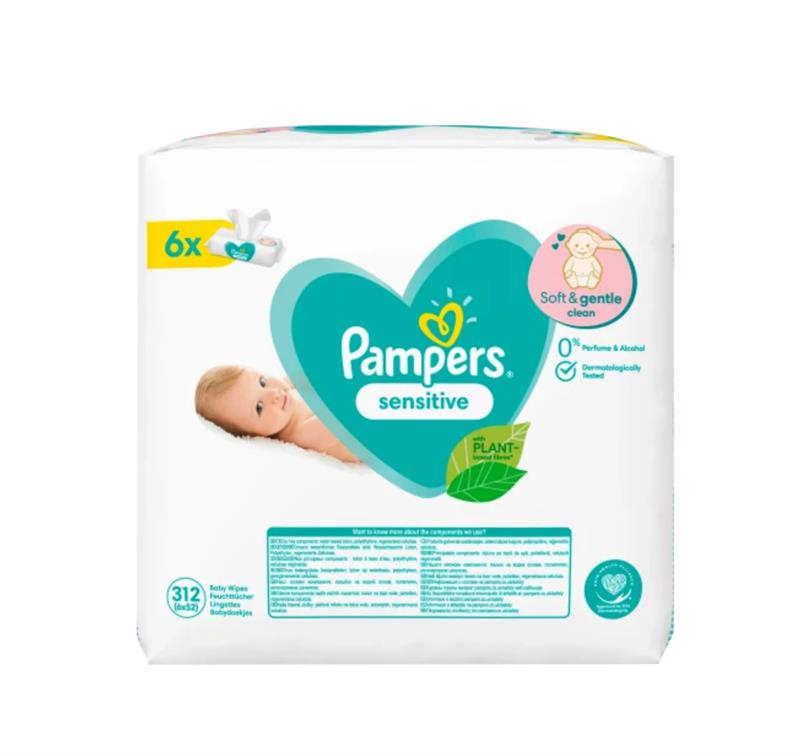 Servetele umede Pampers sensitive (6*52)