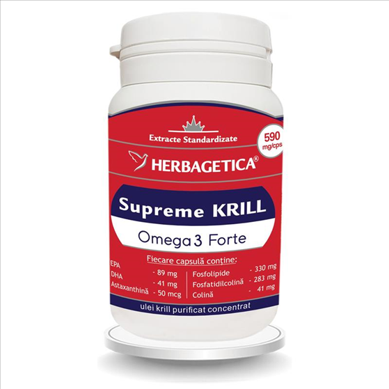 Supreme Krill Omega 3 forte Herbagetica, 60 cps